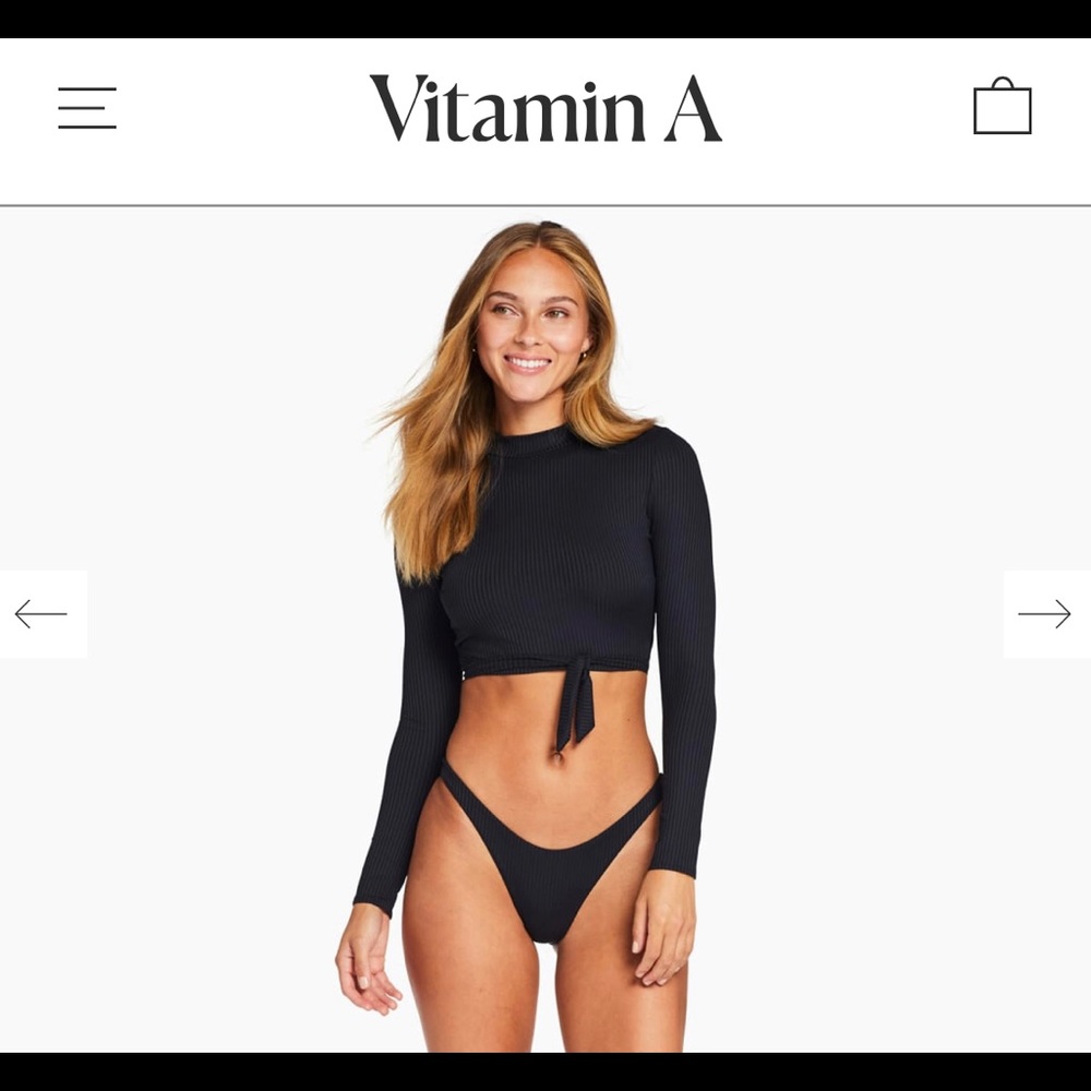 Vitamin A Black Ribbed Bikini Bottom